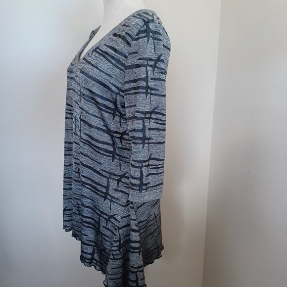 Joseph Ribkoff Top Stretch Knit V Neck Black Gray Silver Metallic Womens US 16 - Picture 6 of 10